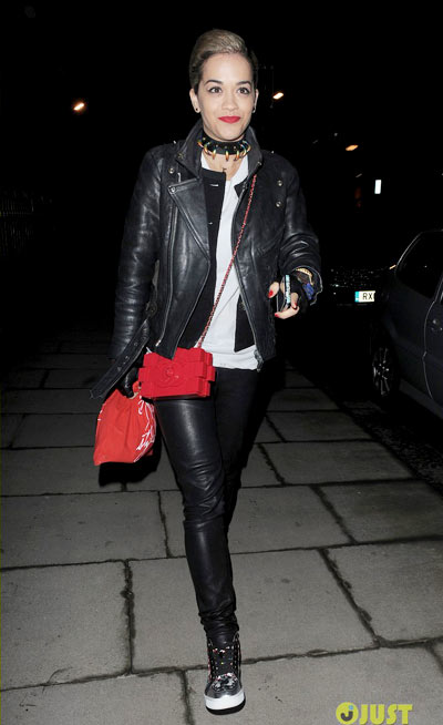 Rita Ora makes a late night visit at her BFF Cara Delevingne’s home on Saturday evening (April 27) in London, England.